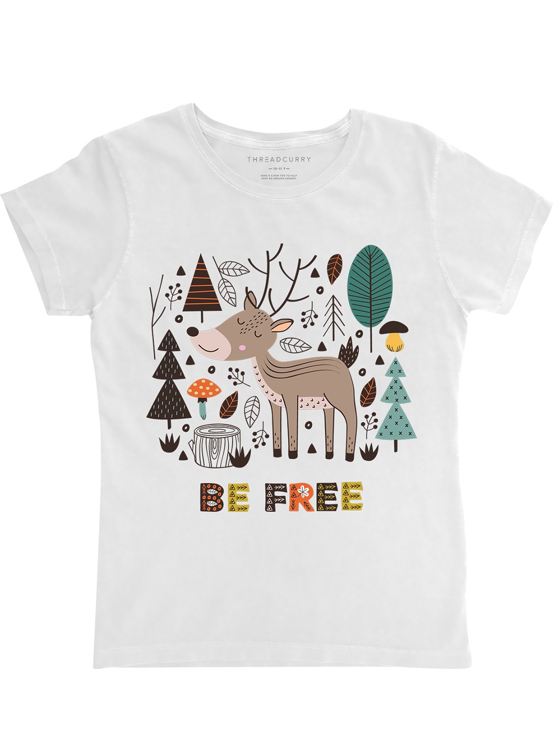 

THREADCURRY Girls White Printed Applique Outdoor T-shirt