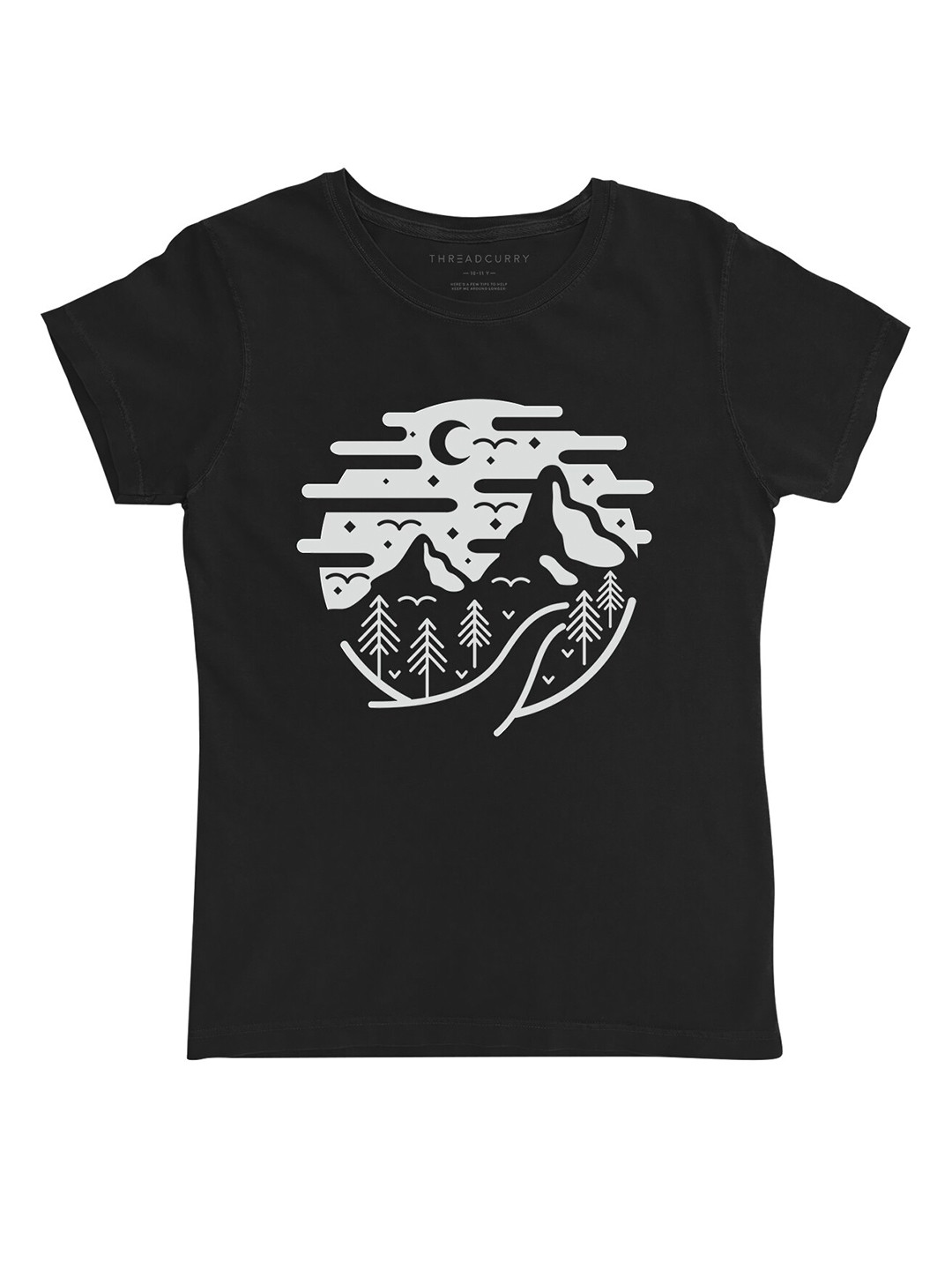 

THREADCURRY Girls Black Printed T-shirt