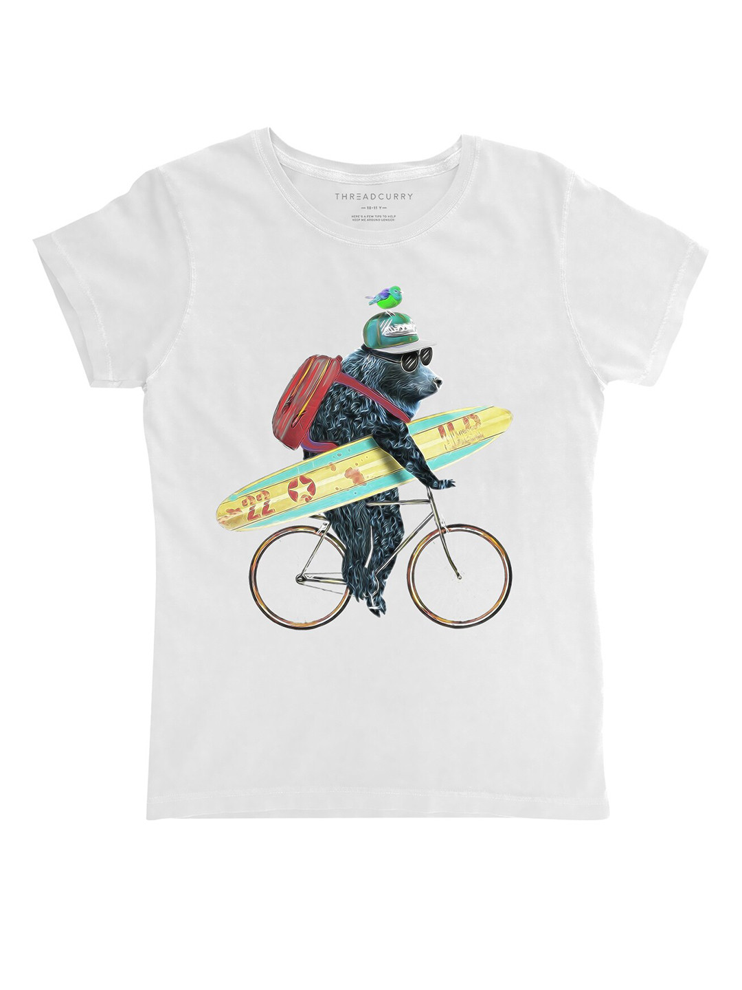 

THREADCURRY Girls White Printed Outdoor T-shirt