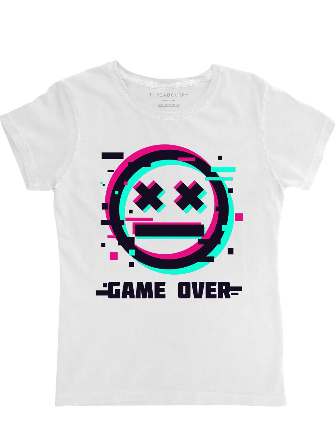 

THREADCURRY Girls White & Black Printed Round Neck T-shirt