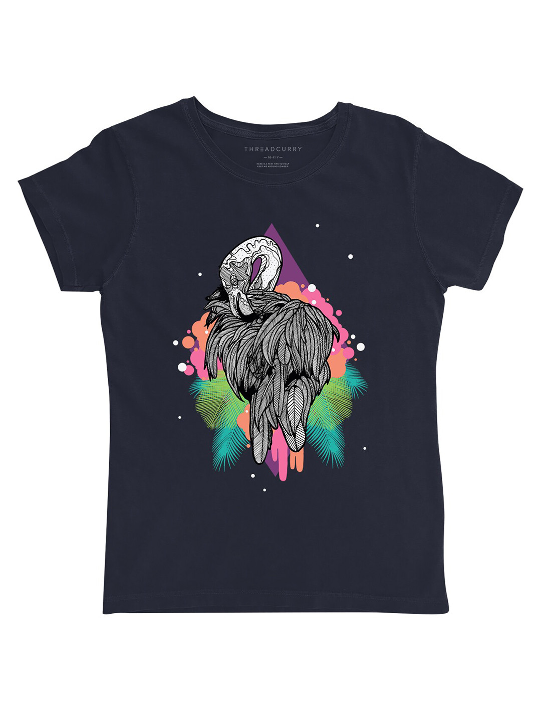 

THREADCURRY Girls Navy Blue & Pink Printed Outdoor T-shirt
