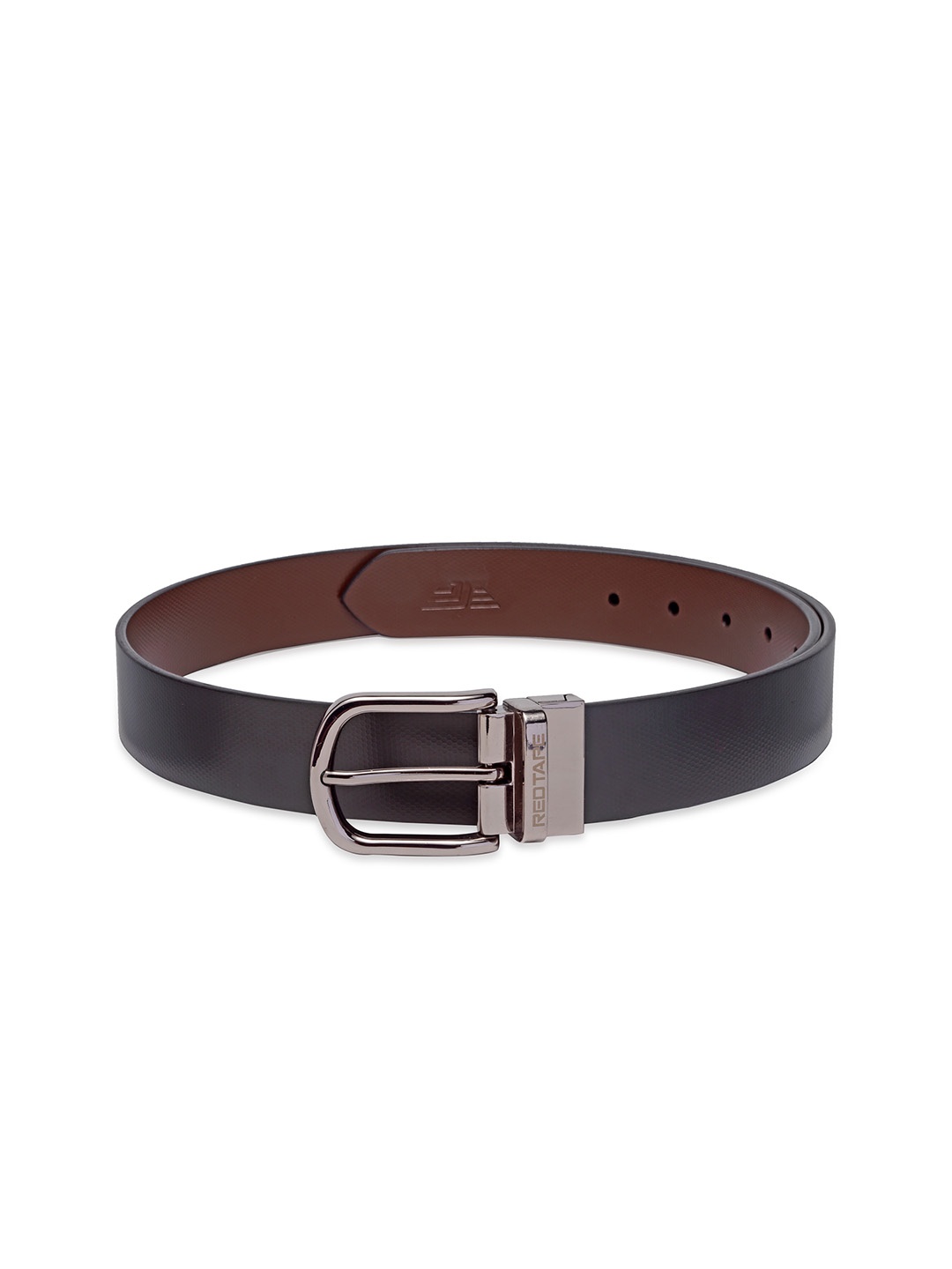 

Red Tape Men Black Textured Reversible Leather Formal Belt