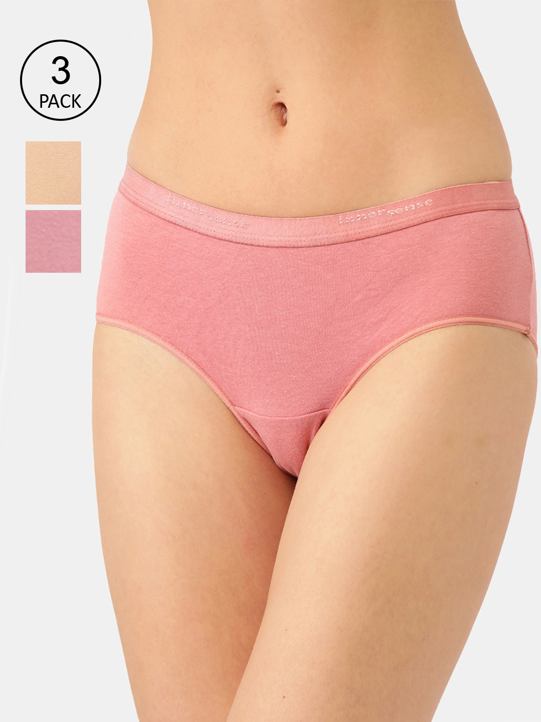 

Inner Sense Women Pack of 3 Organic Cotton Hipster Briefs - ISP002-Mauve_Mauve_Skin, Beige