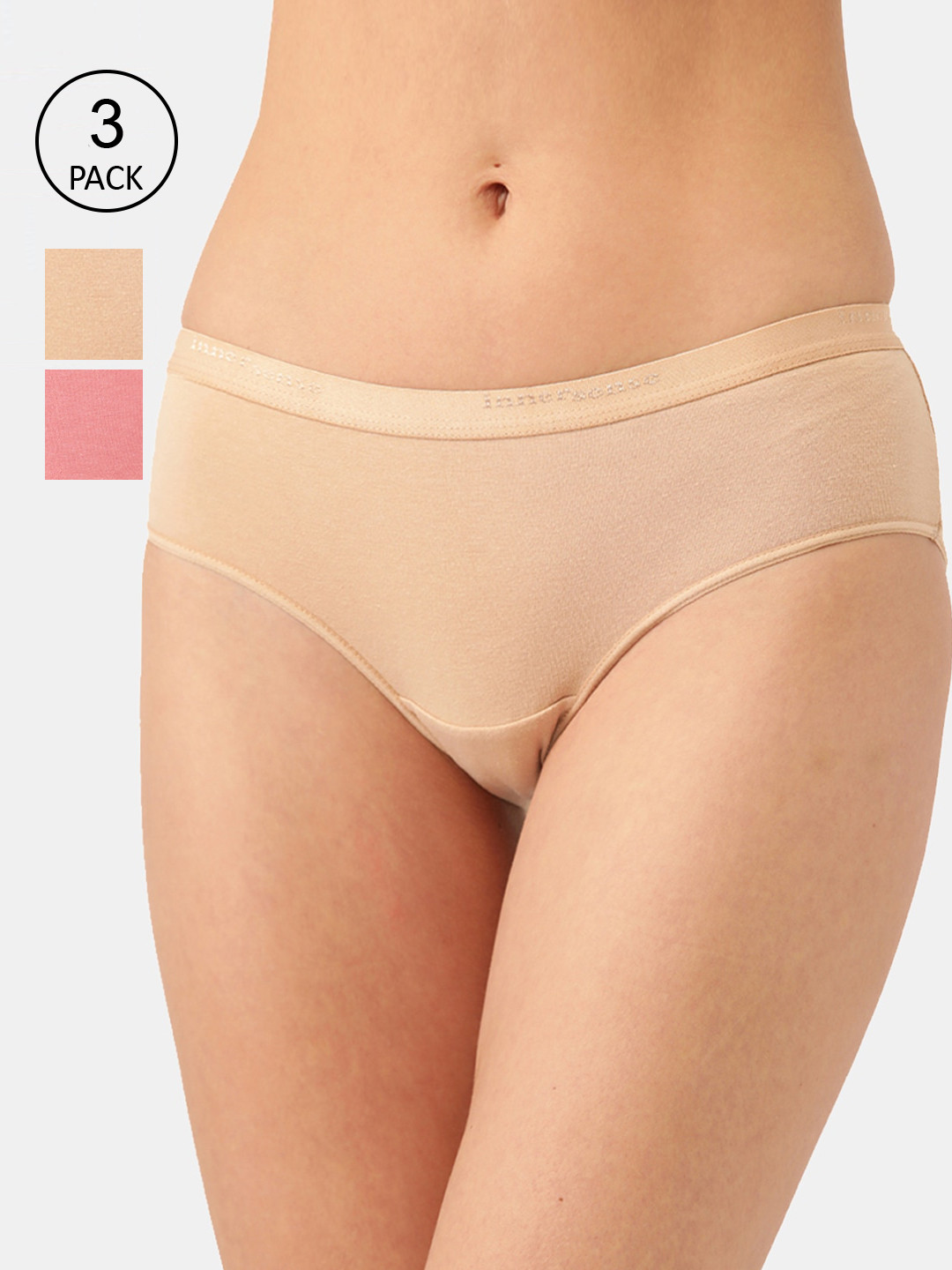 

Inner Sense Women Pack of 3 Assorted Organic Cotton Antimicrobial Hipster Briefs