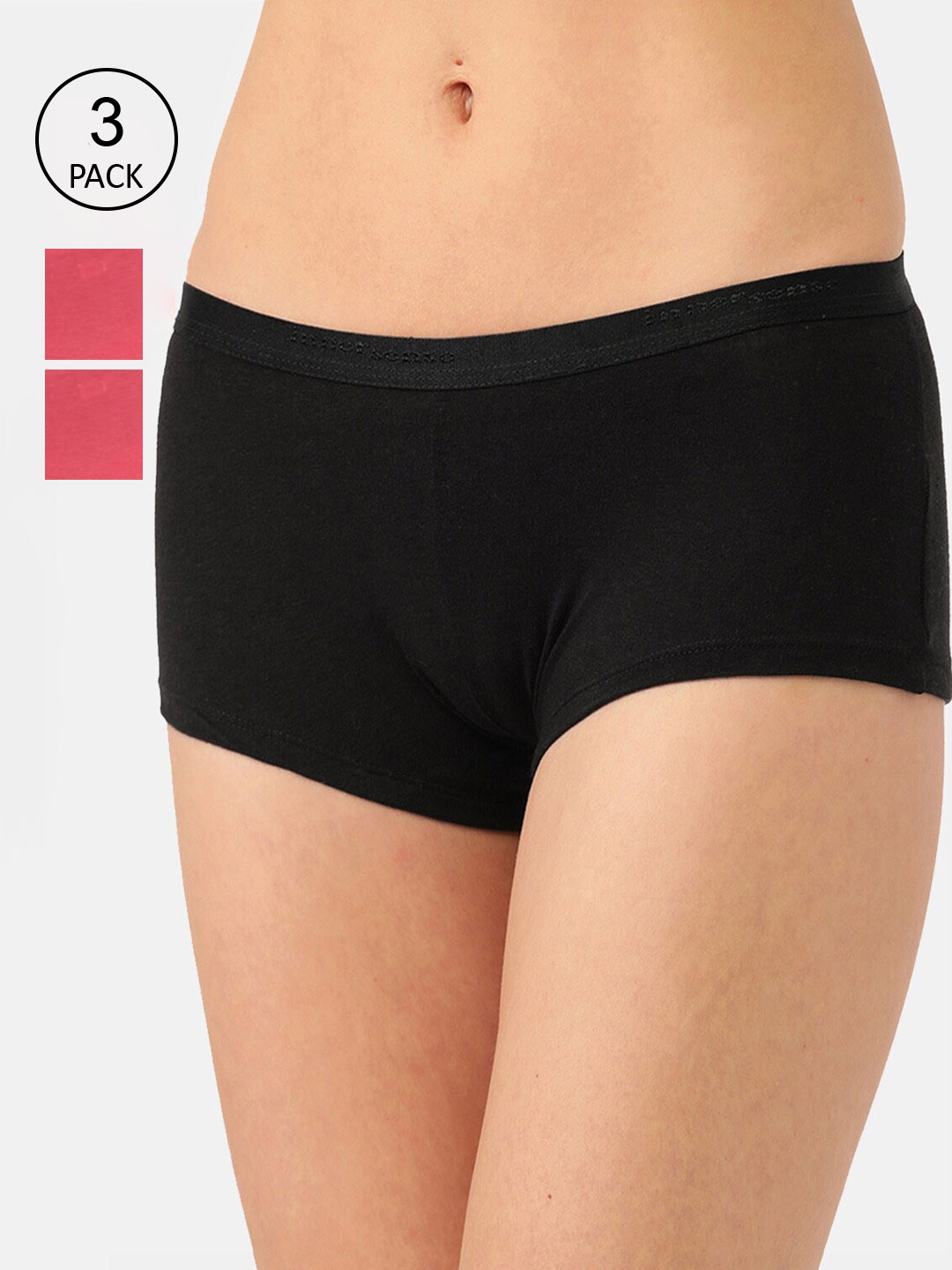 

Inner Sense Women Pack of 3 Cotton Antimicrobial Boyshorts -ISP038-B.Pink_B.Pink_Black, Multi