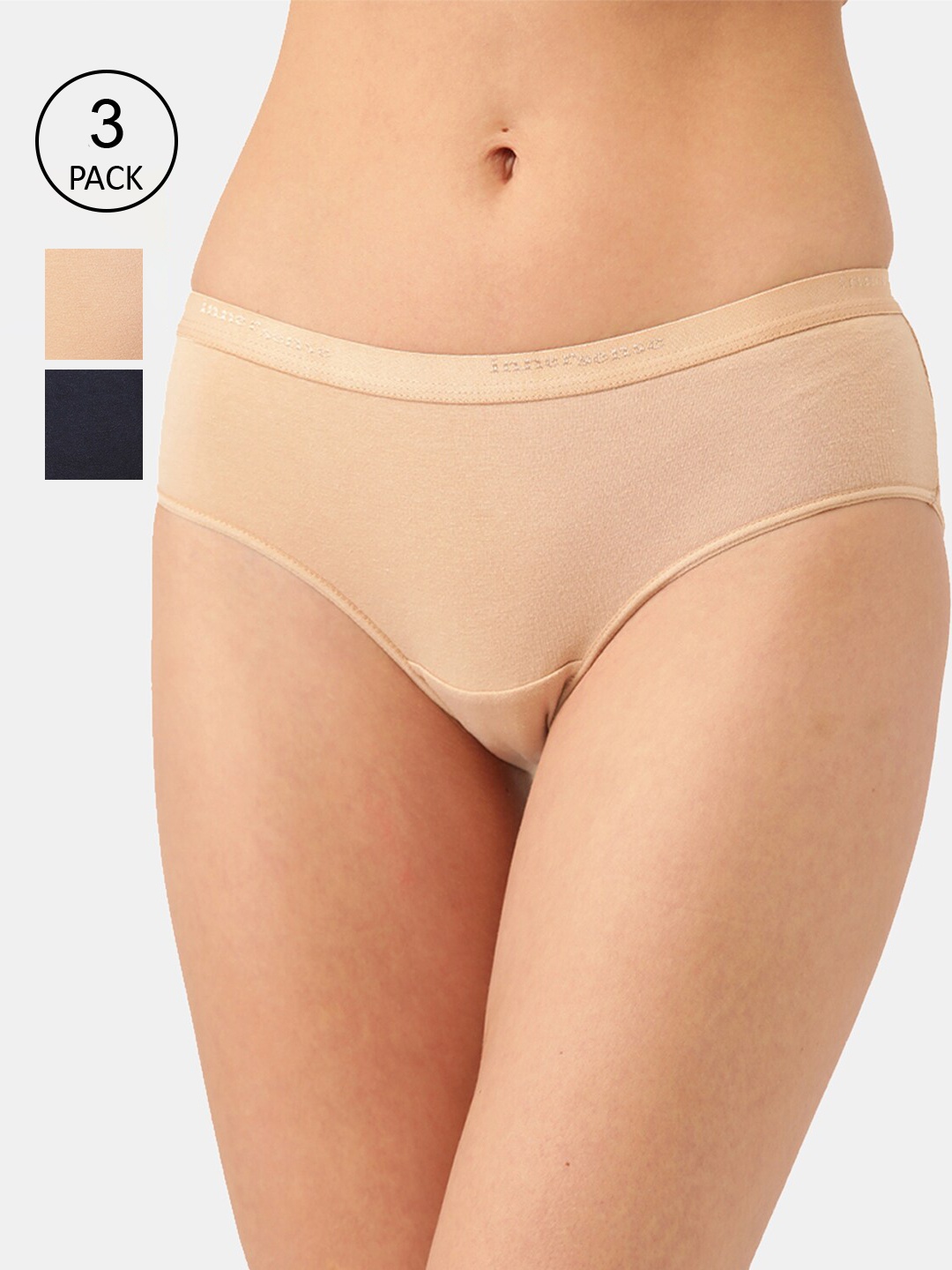 

Inner Sense Women Pack Of 3 Assorted Anti-Microbial Hipster Briefs