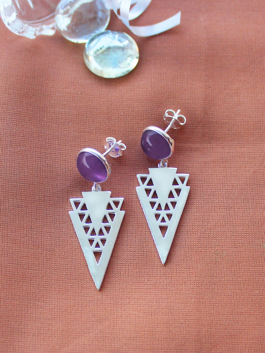 ERILINE JEWELRY Silver-Toned Contemporary Drop Earrings