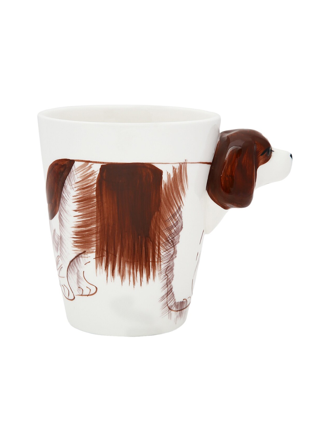 

BonZeaL Brown & White Hand Painted Solid Ceramic Glossy Mugs