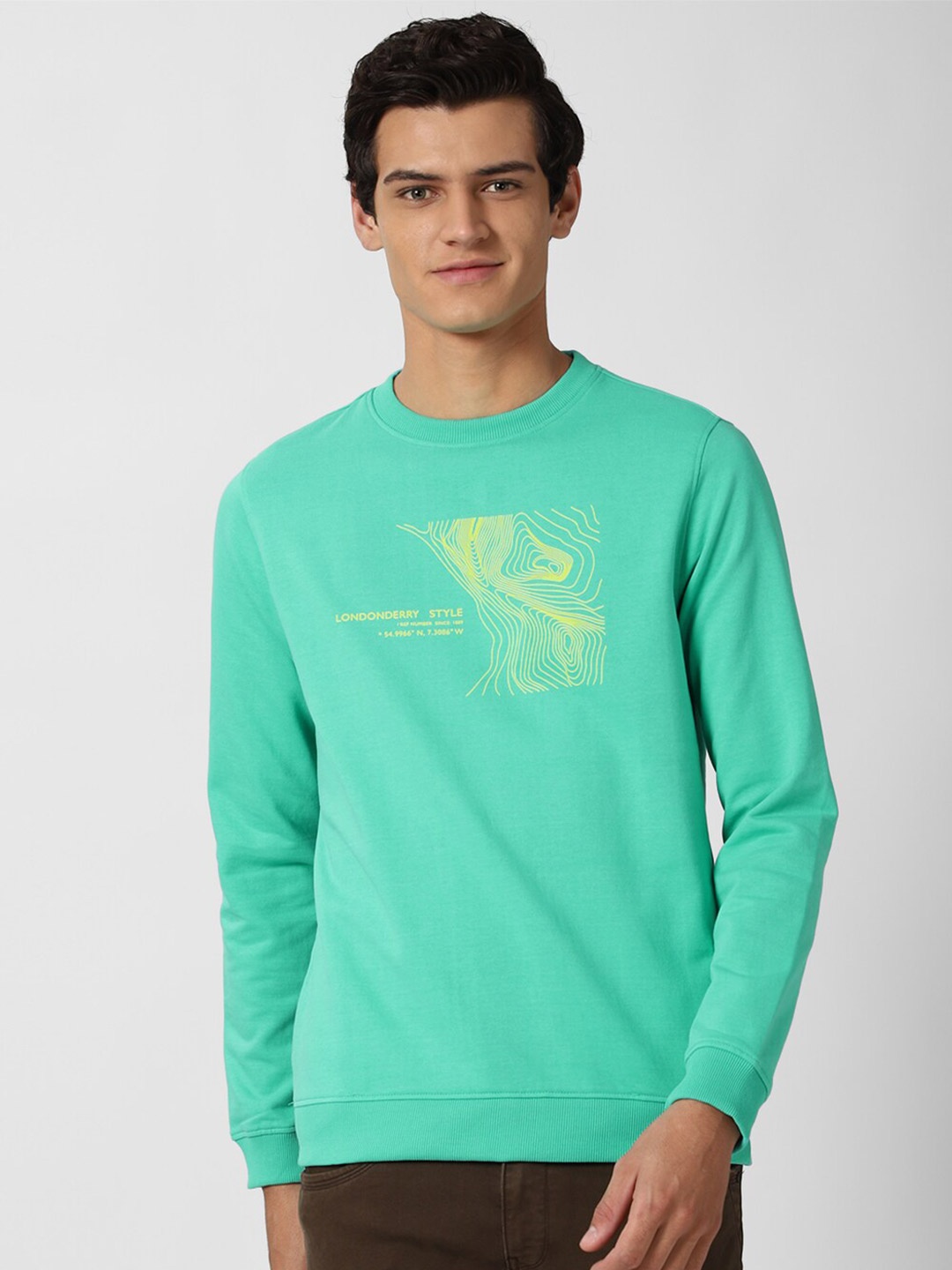 

Peter England Casuals Men Green Printed Sweatshirt