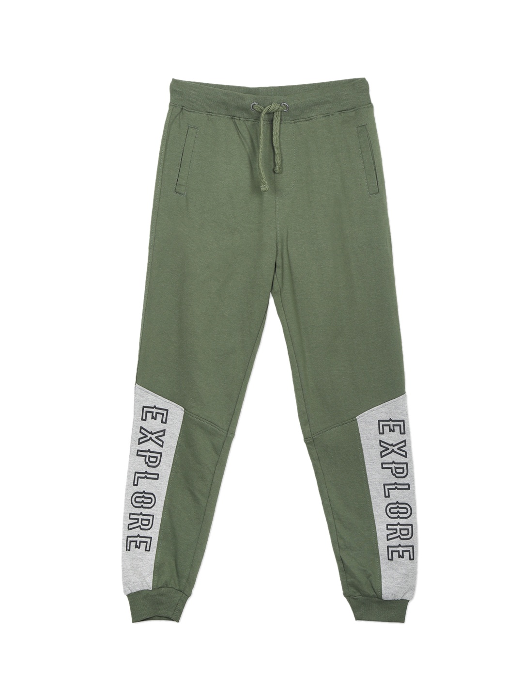 

Cherokee Boys Olive-Green & Grey Cotton Colourblocked Joggers