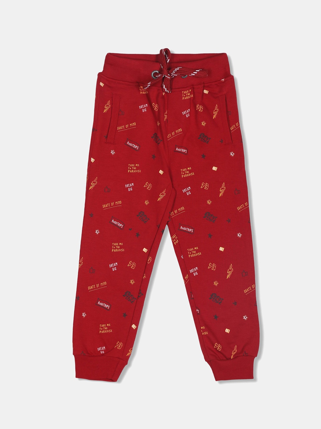 

Cherokee Boys Maroon & Black Printed Cotton Joggers