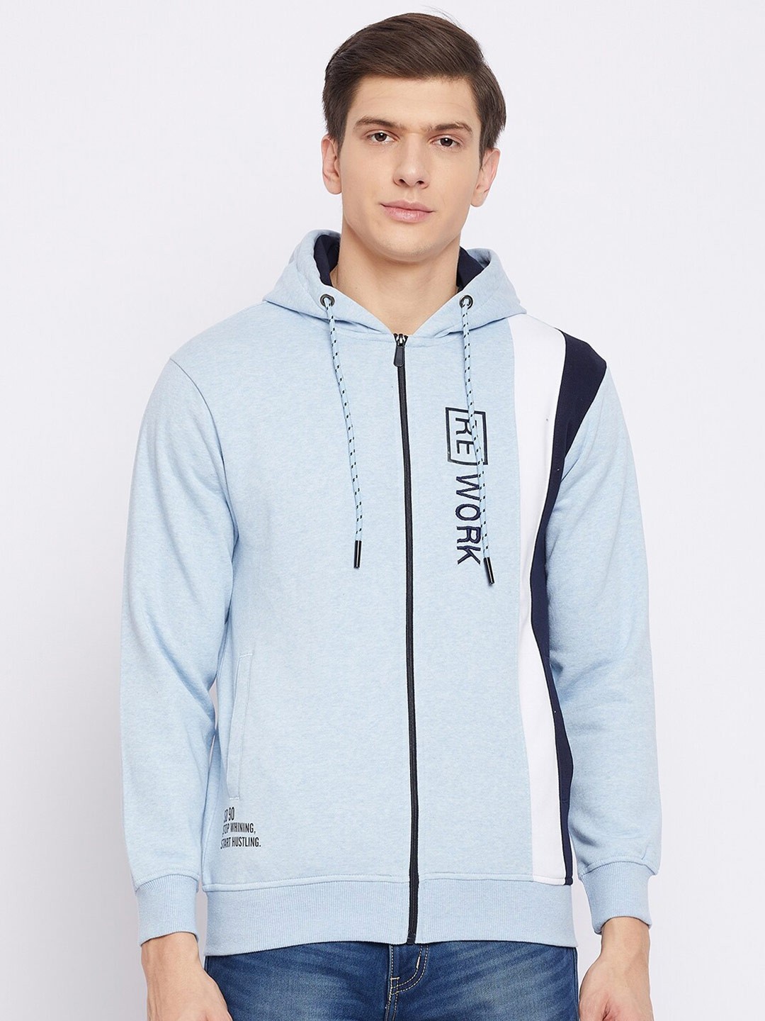 

Duke Men Blue Solid Hooded Sweatshirt
