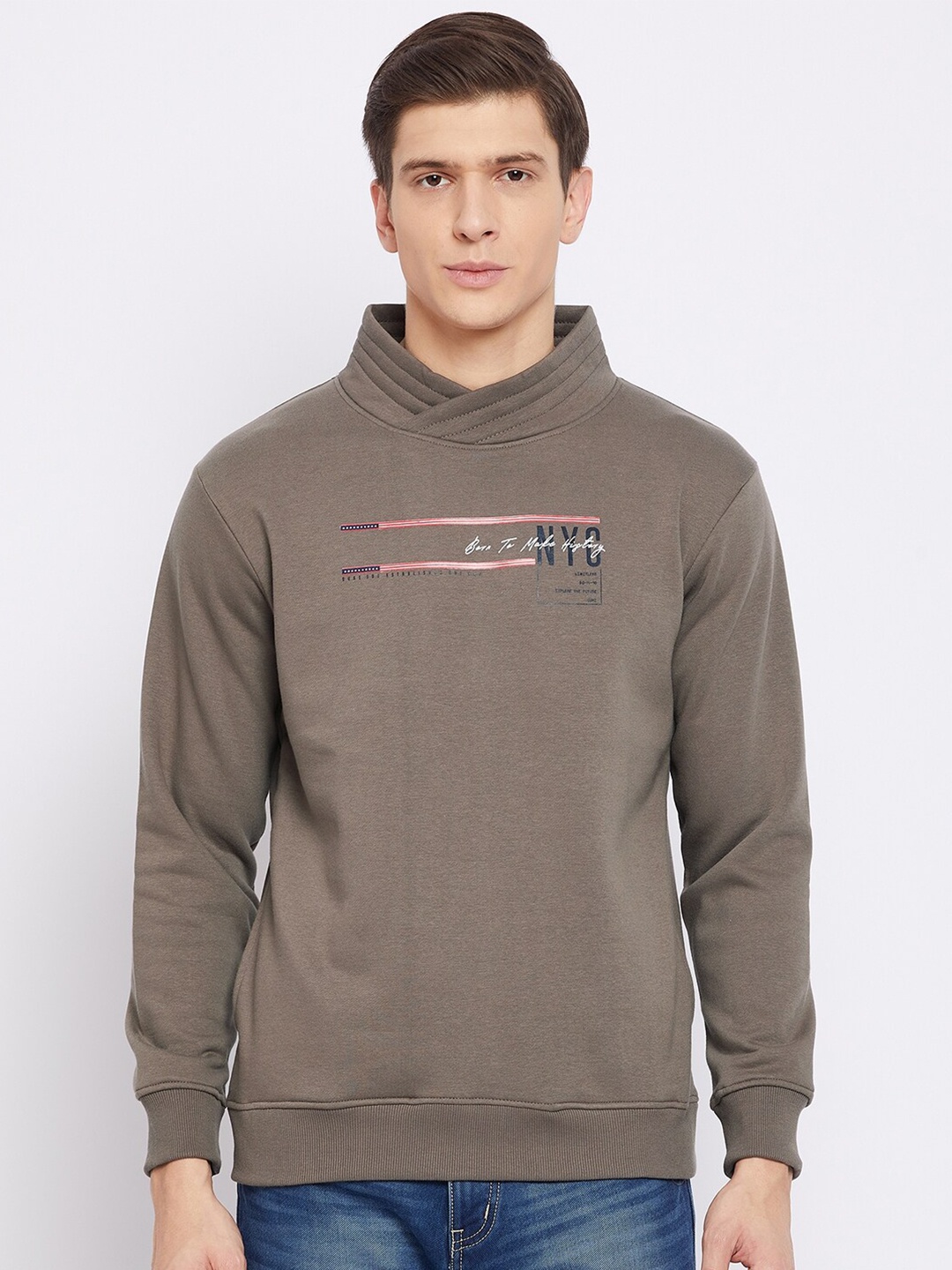 

Duke Men Brown Printed High neck Sweatshirt