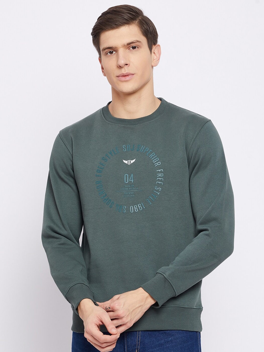 

Duke Men Green Printed Sweatshirt
