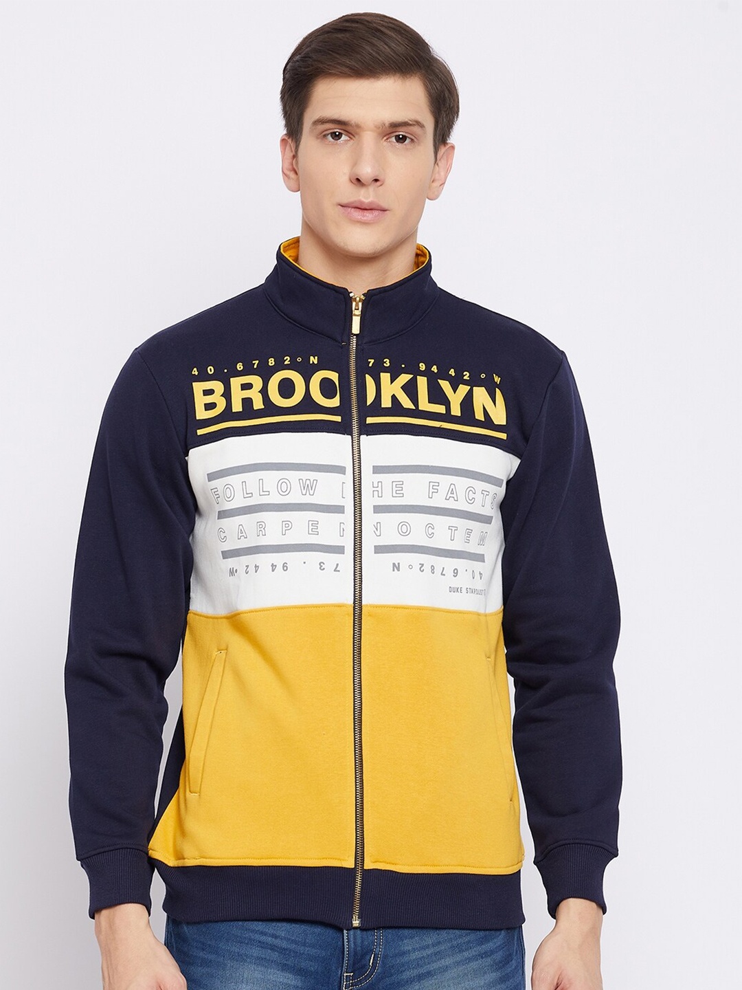 

Duke Men Blue Colourblocked Sweatshirt