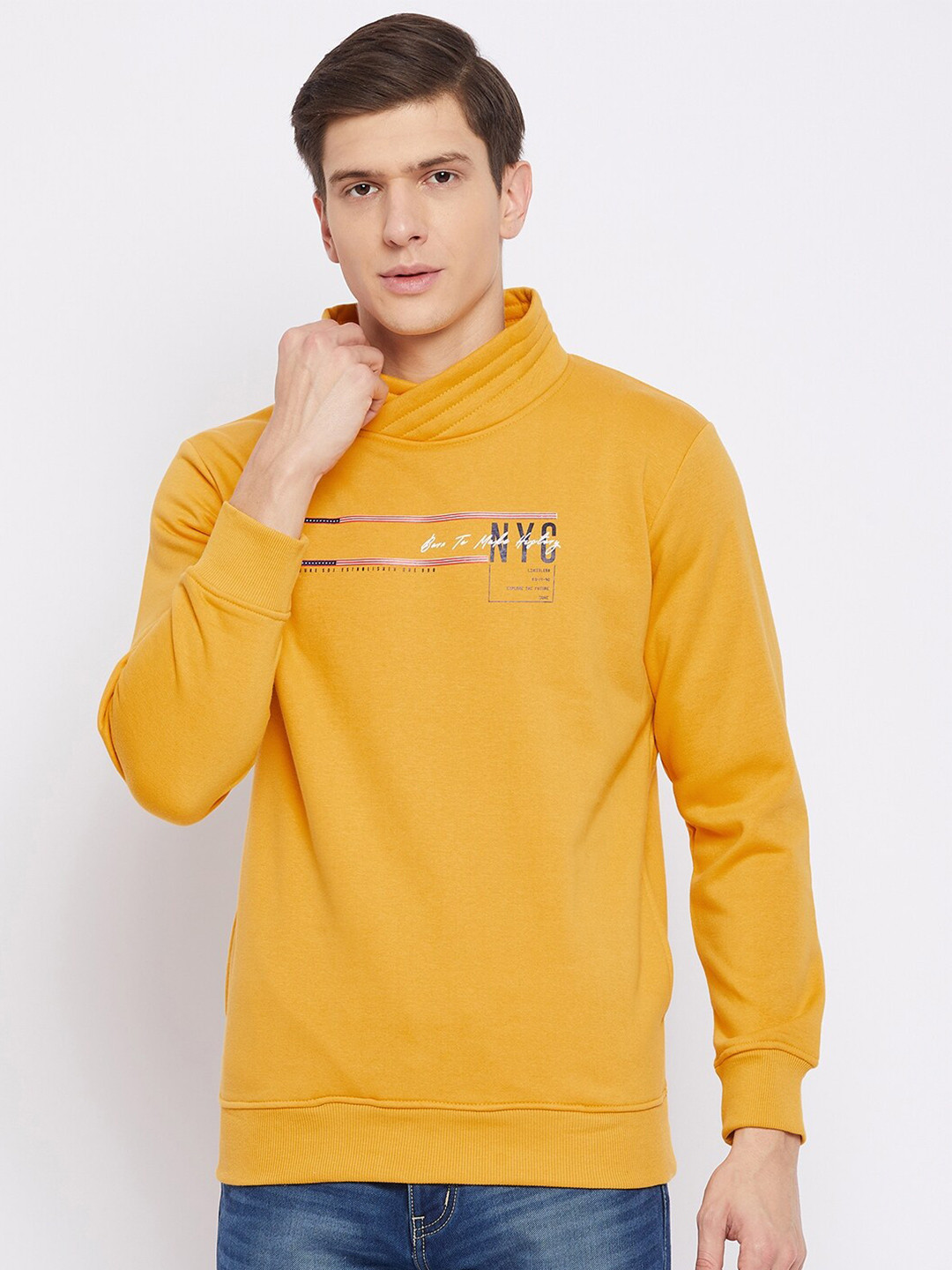 

Duke Men Yellow Printed Sweatshirt