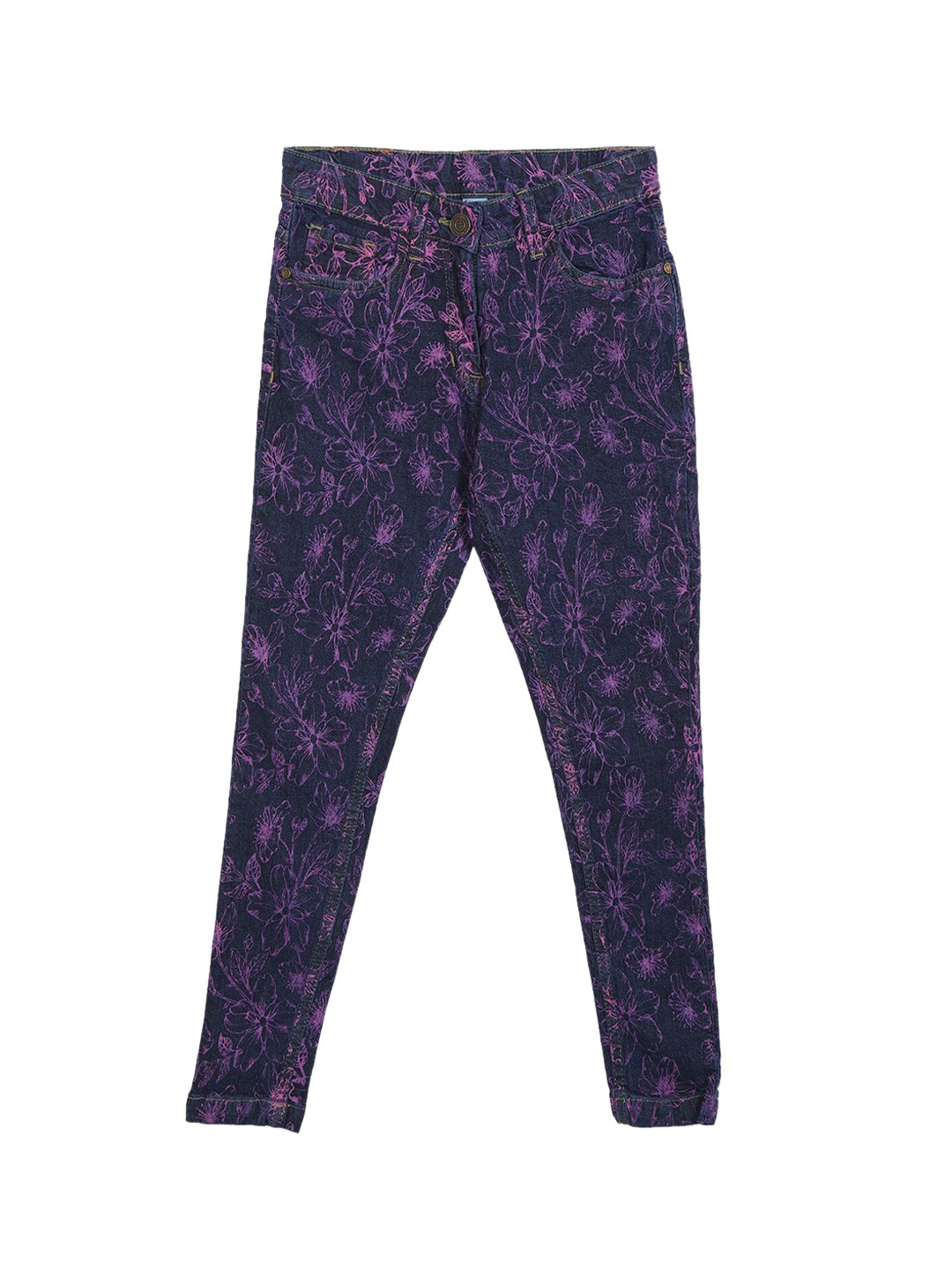 

Cherokee Girls Blue & Purple Printed Three-Fourth Leggings