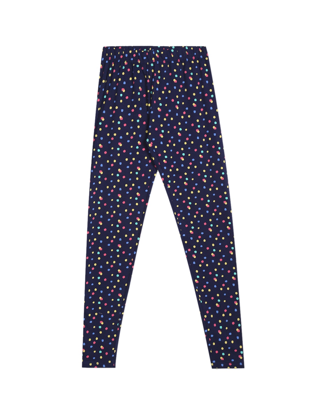

Cherokee Girls Blue & Pink Polka Dots Printed Cotton Leggings