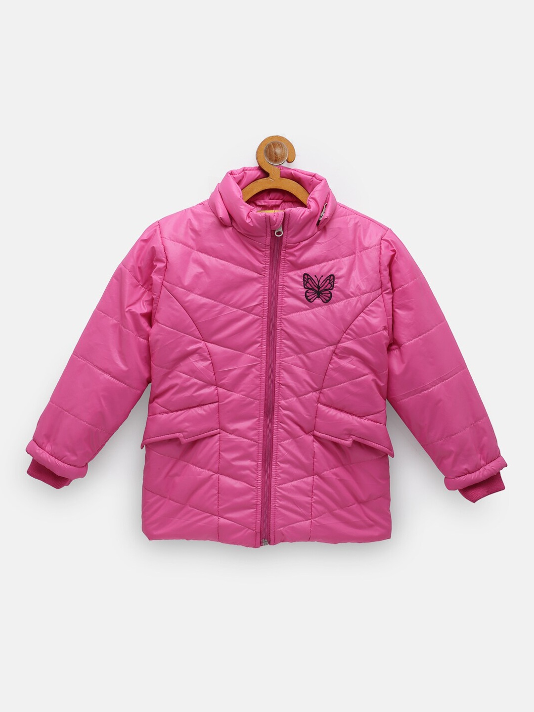 

NYNSH Girls Fuchsia Geometric Quilted Jacket