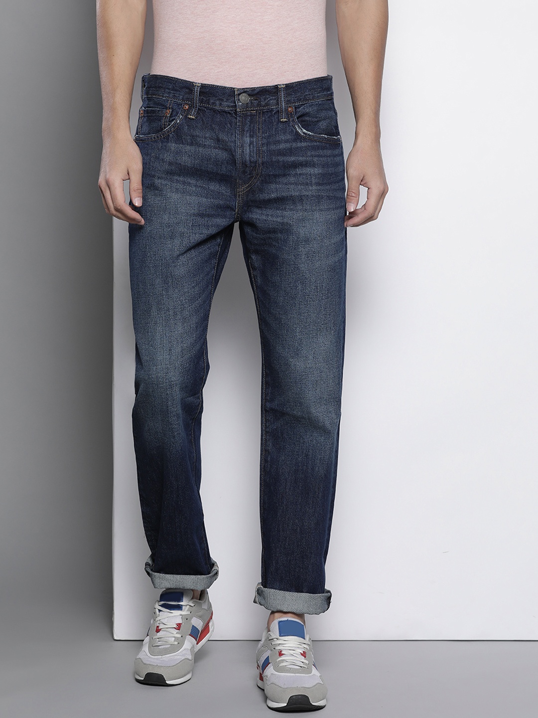 

AMERICAN EAGLE OUTFITTERS Men Navy Blue Pure Cotton Original Straight Fit Jeans