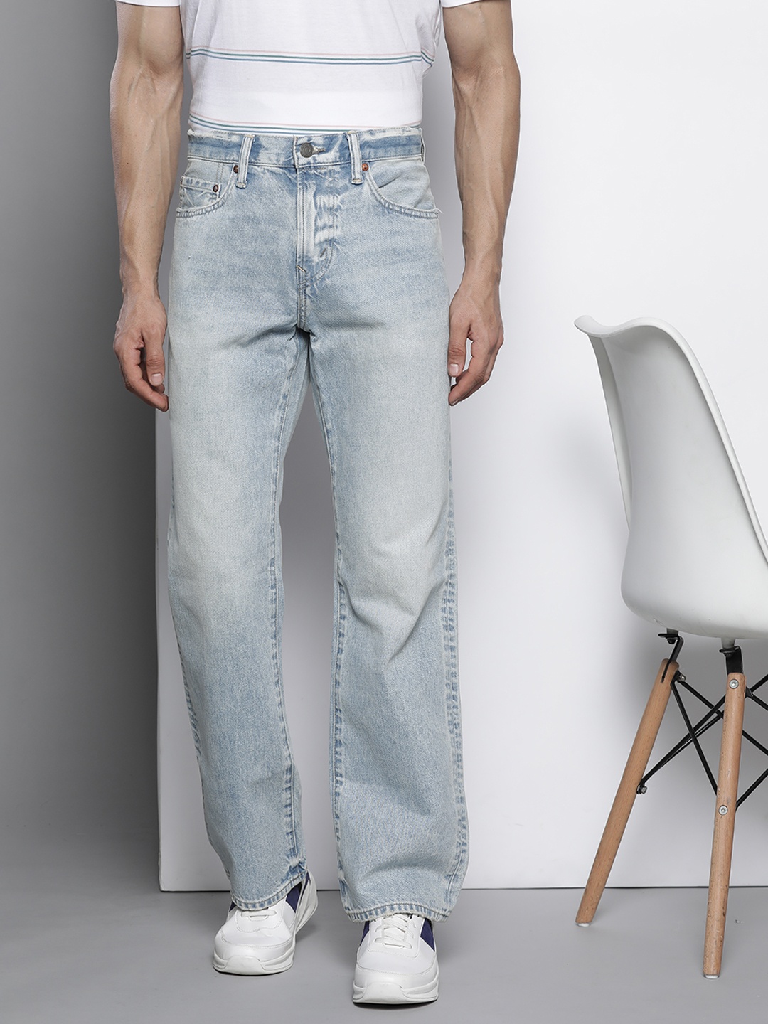 

AMERICAN EAGLE OUTFITTERS Men Blue Pure Cotton Classic Bootcut Stretchable Jeans