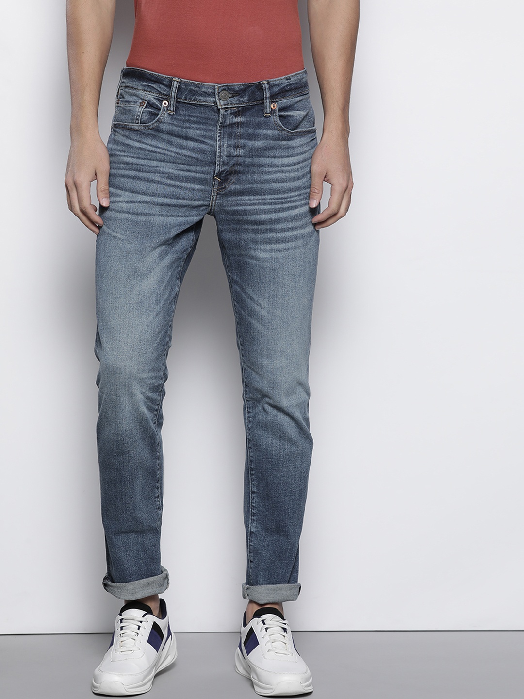 

AMERICAN EAGLE OUTFITTERS Men Blue Slim Fit Light Fade Stretchable Jeans