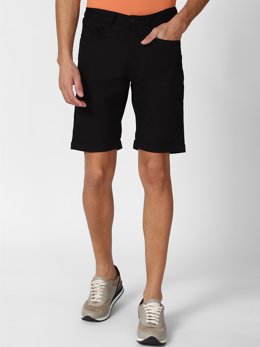 

Peter England Casuals Men Black Regular Shorts