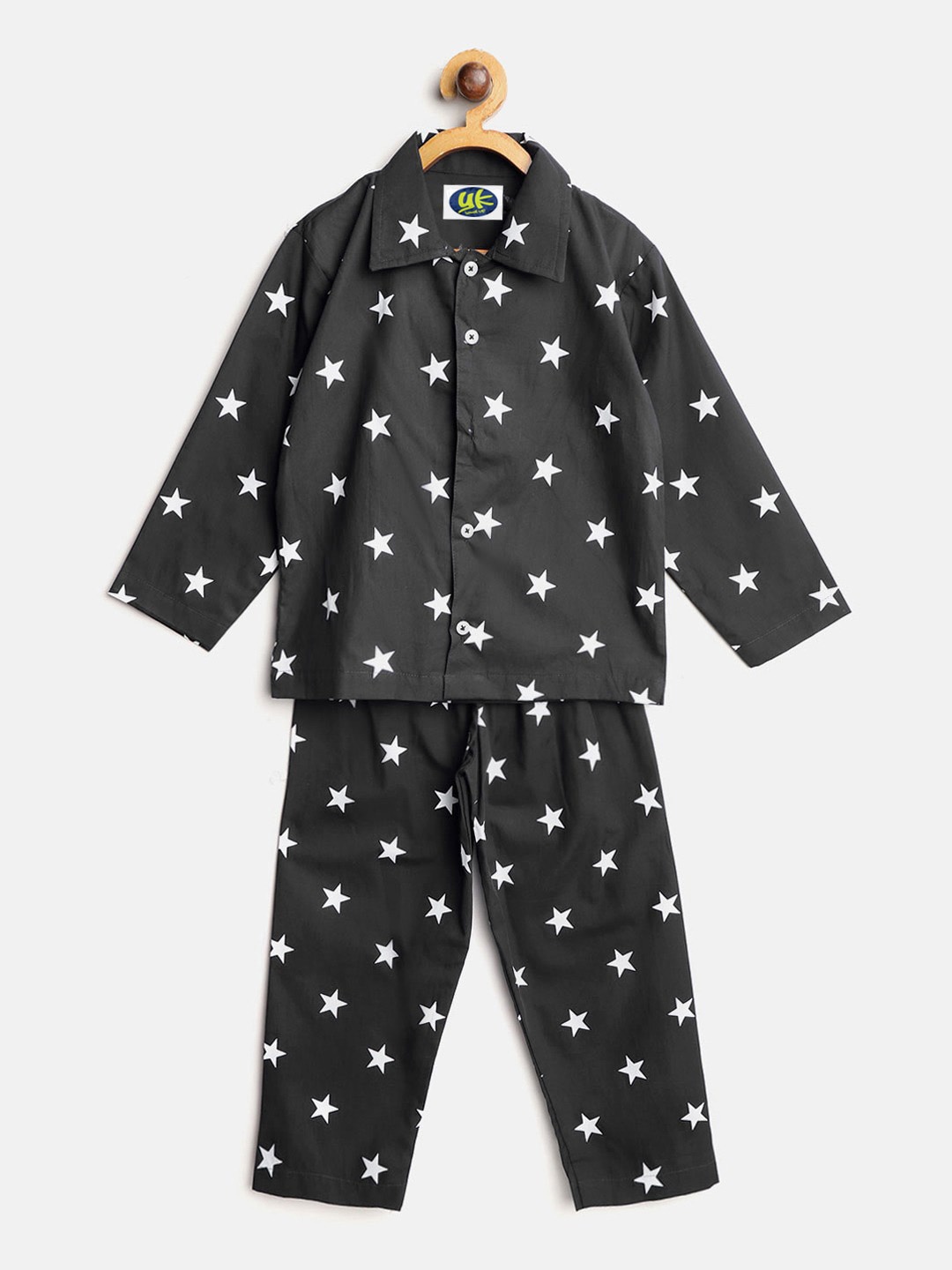 

YK Boys Black & White Printed Night suit