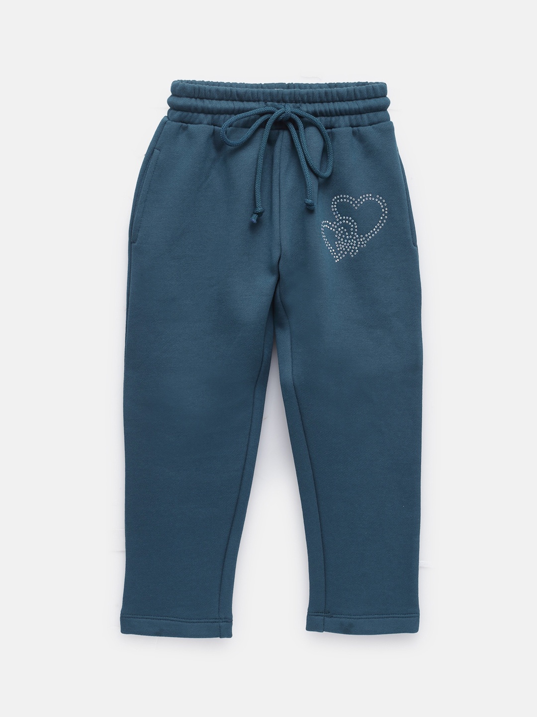 

NYNSH Girls Teal Printed Cotton Track Pants