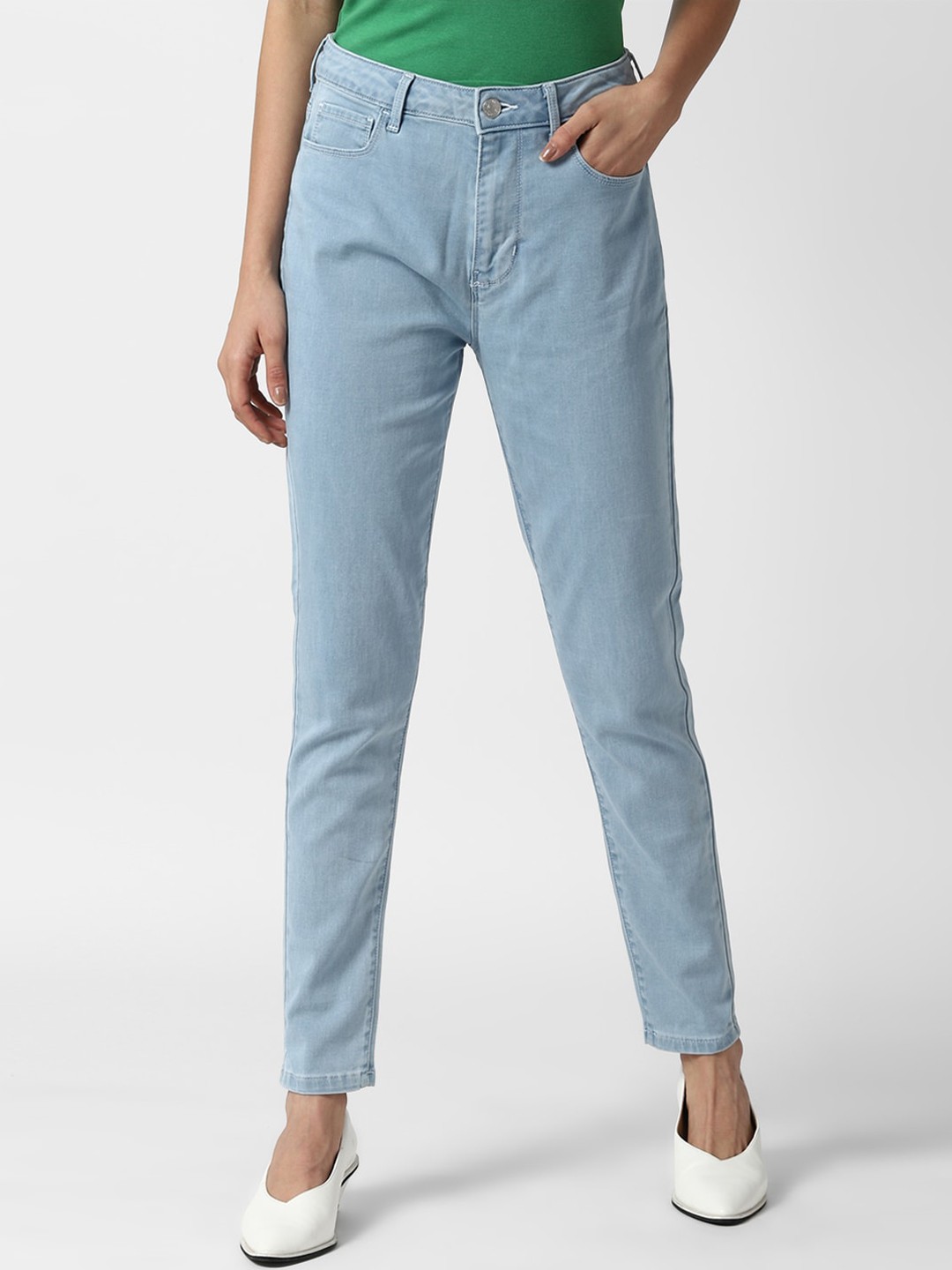 

FOREVER 21 Women Blue SKinny Fit Clean Look Stretchable Jeans