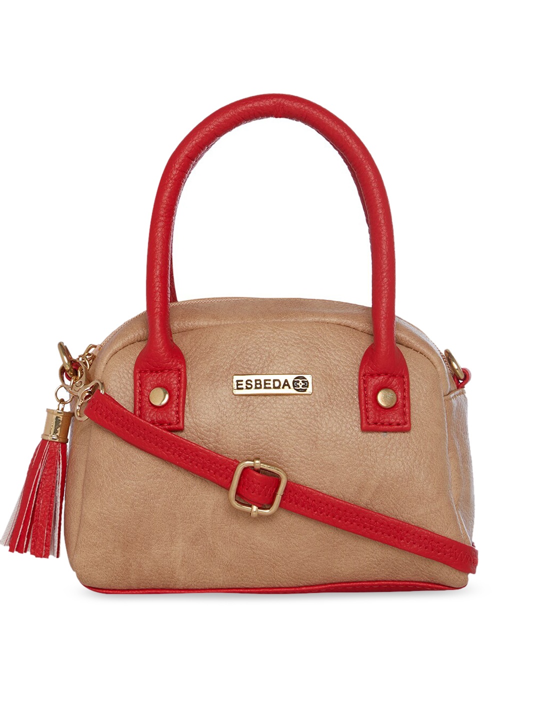 

ESBEDA Woman Beige Structured Tasselled Handheld Bag