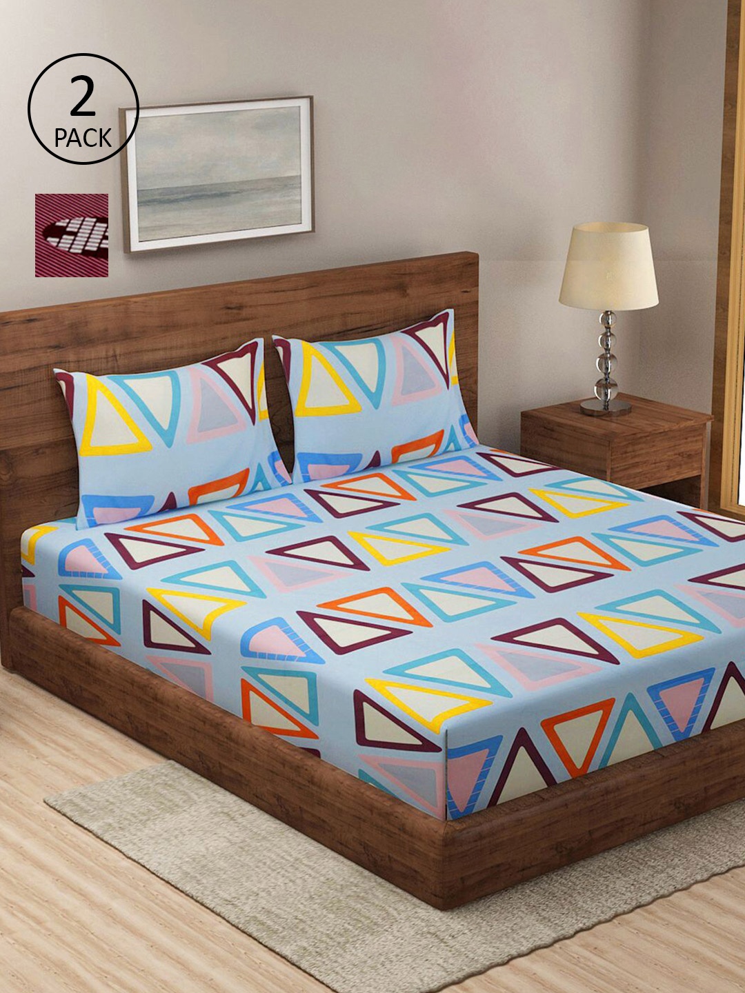 

KLOTTHE Multicoloured Printed 210 TC 2 King Bedsheet with 4 Pillow Covers, Multi