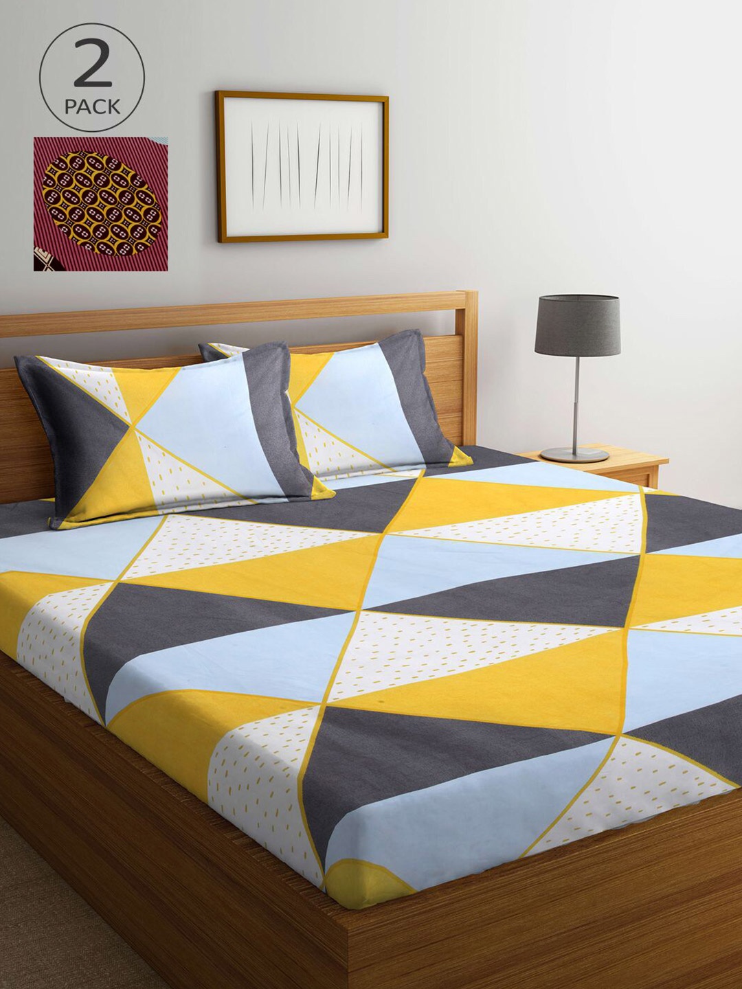 

KLOTTHE Set Of 2 Printed 210 TC 2 King Bedsheet with 4 Pillow Covers, Maroon