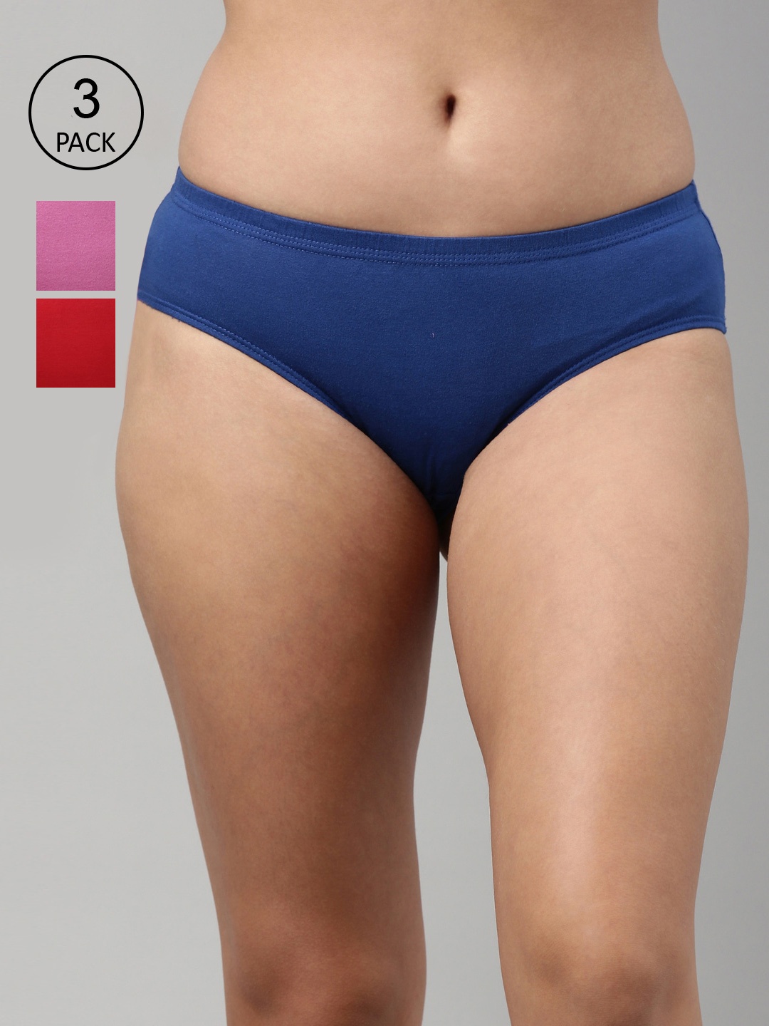 

Feelings Women Pack Of 3 Assorted Pure Cotton Hipster Briefs