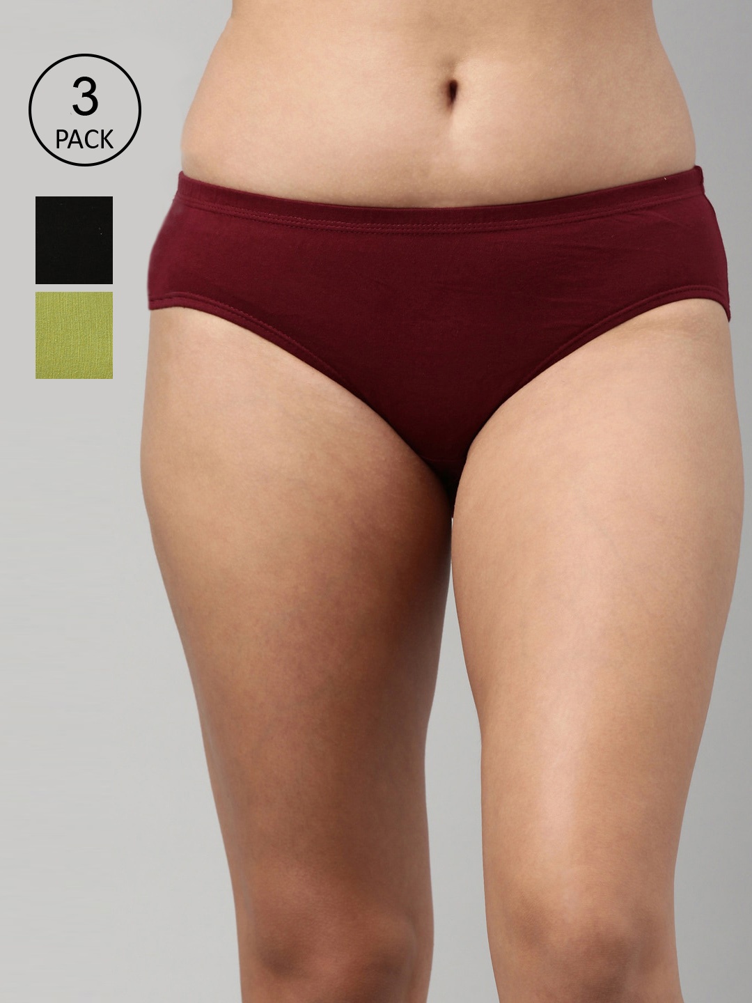 

Feelings Women Pack of 3 Assorted Hipster Briefs AMELIE2PLIE101_XXL, Maroon