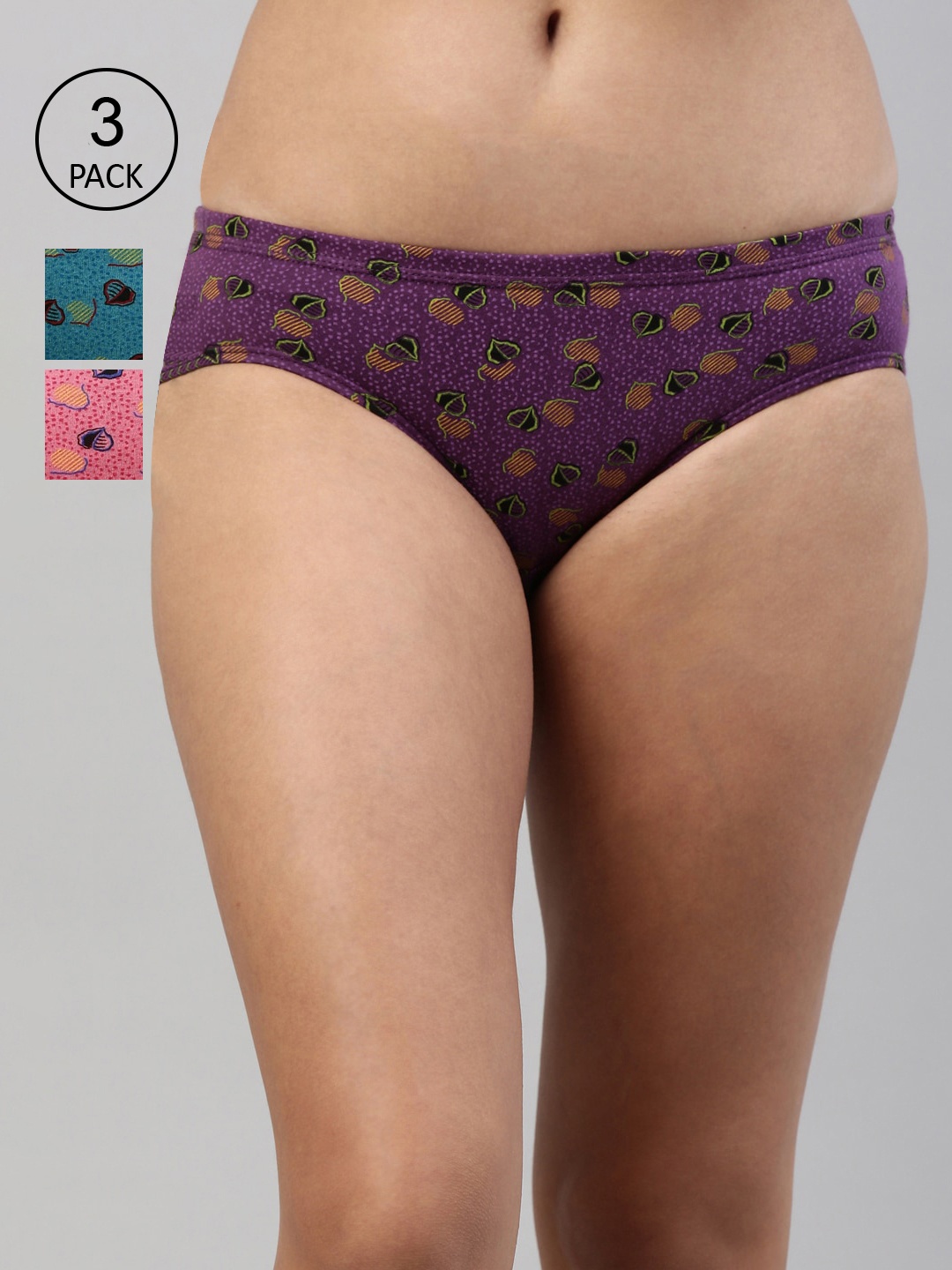 Feelings Women Pack of 3 Assorted Cotton Hipster Briefs AMELIE2PLIE102_XXL