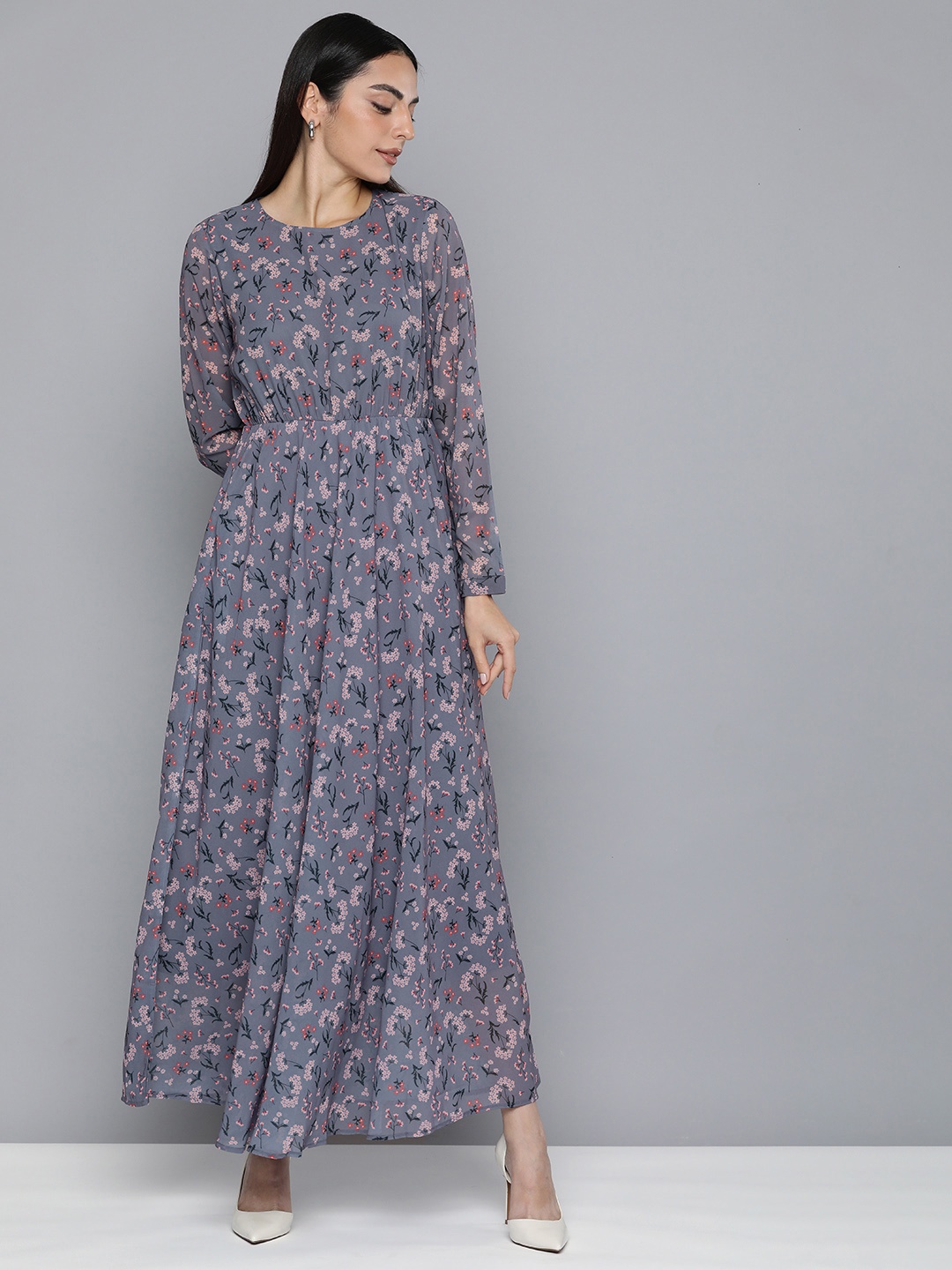 

Flying Machine Floral Print Maxi Dress, Grey