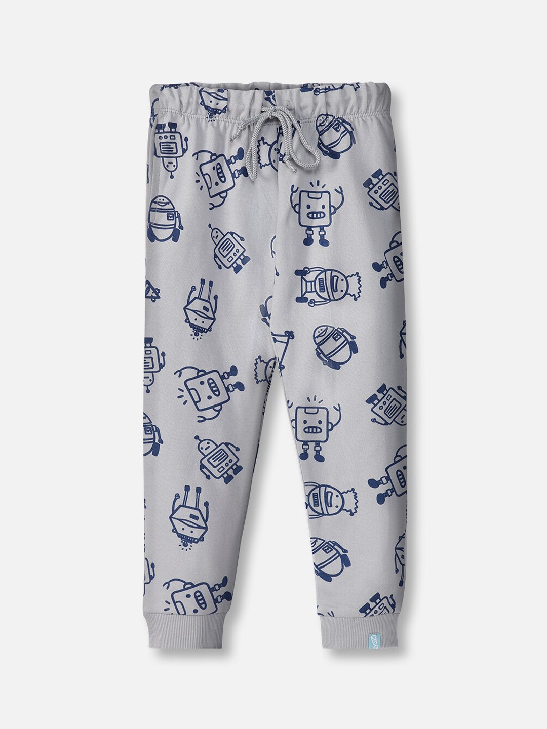 

You Got Plan B Kids Grey & Blue Printed Pure Cotton Joggers