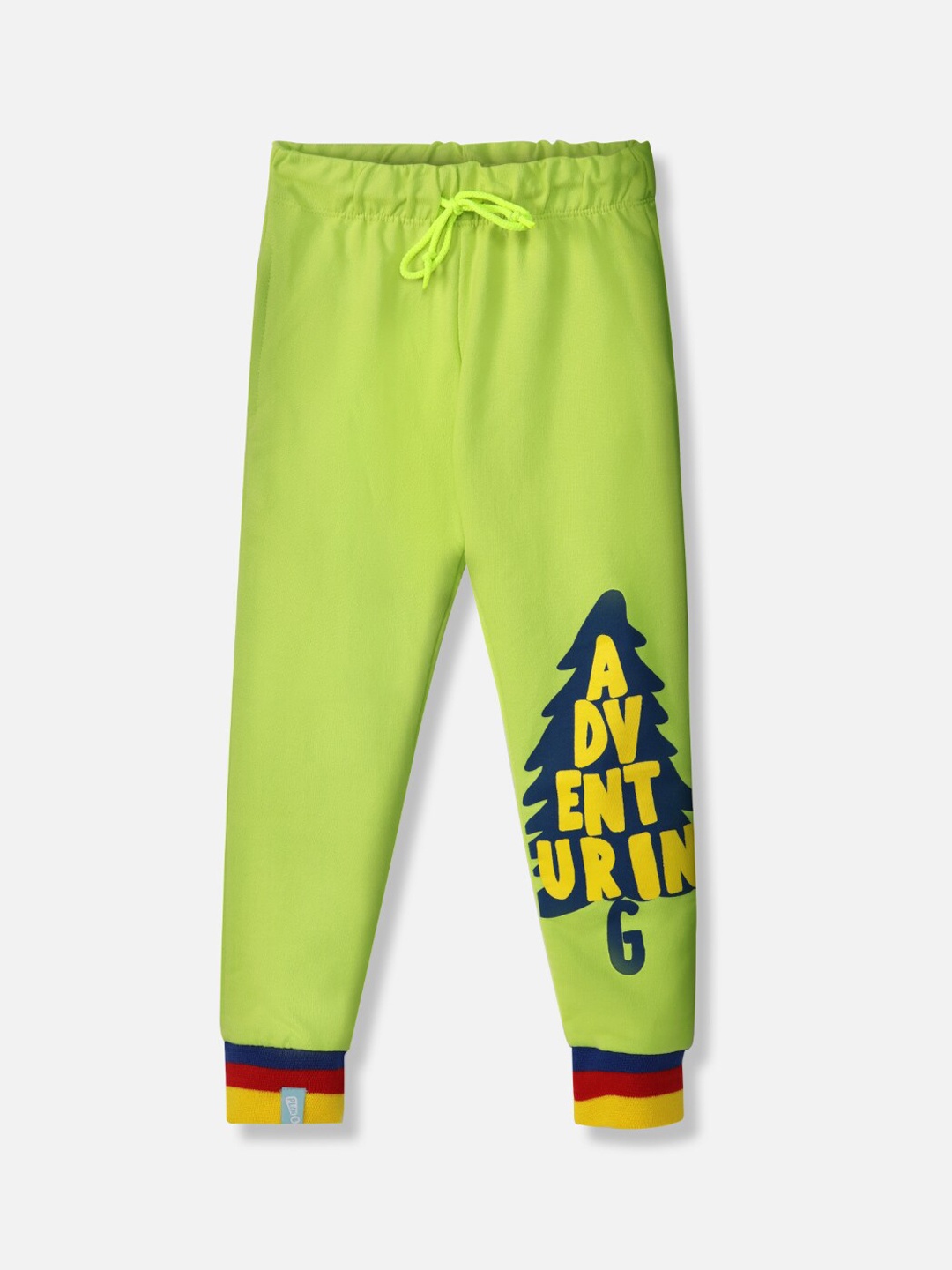 

You Got Plan B Kids Lime Green & Yellow Solid Pure Cotton Joggers