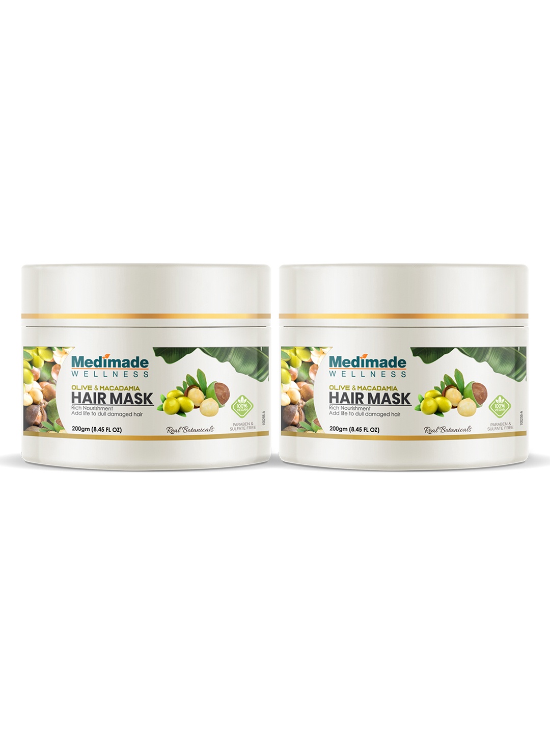 

Medimade Pack of 2 Olive and Macadamia Hair Mask, White