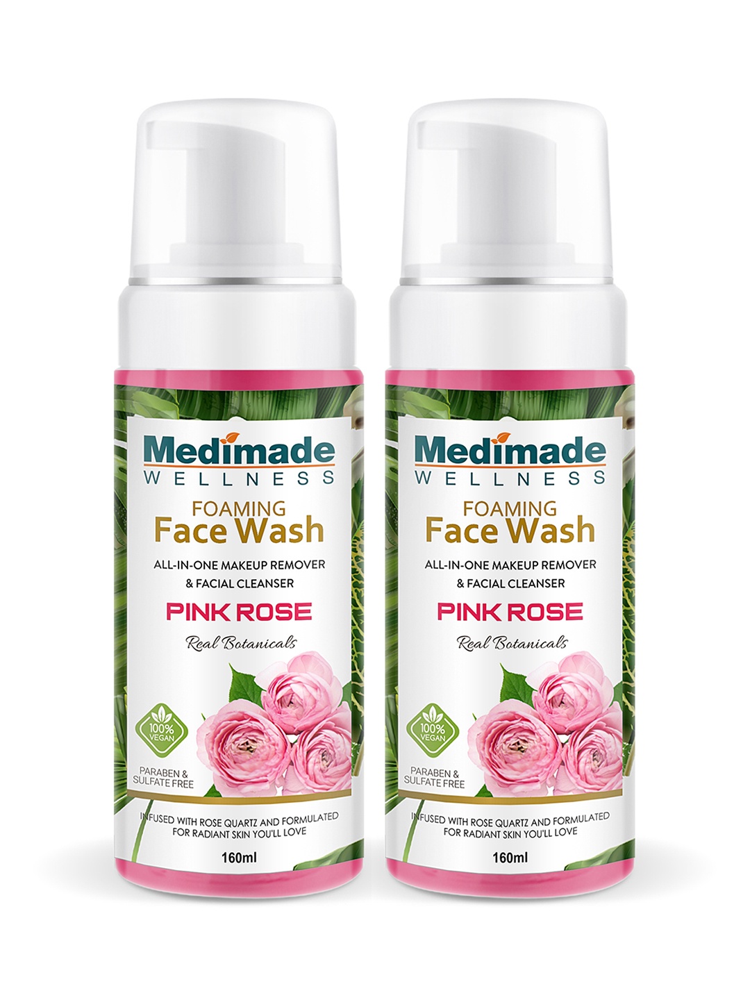 

Medimade Unisex Pink Rose Face Wash - Pack of 2- 160 ml each