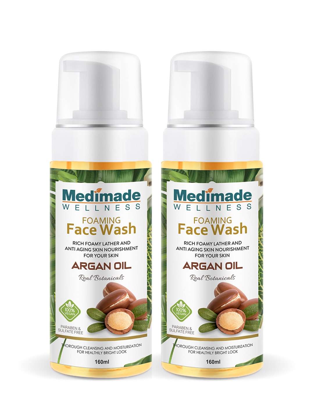 

Medimade Pack of 2 Moroccan Argan Oil Face Wash, 160ml each, Yellow