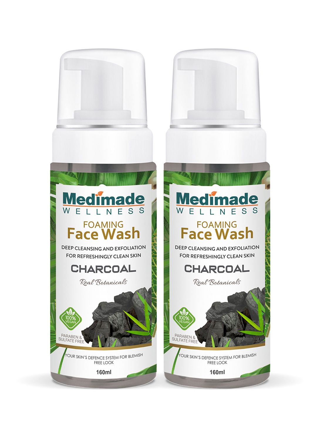 

Medimade Pack of 2 Activated Charcoal Face Wash -160 ml, White