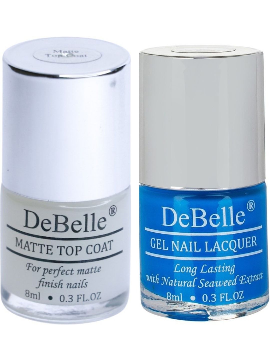 

DeBelle Pack of 2 Gel Nail Polish - La Azure & Matte Top Coat - 8ml Each, Multi