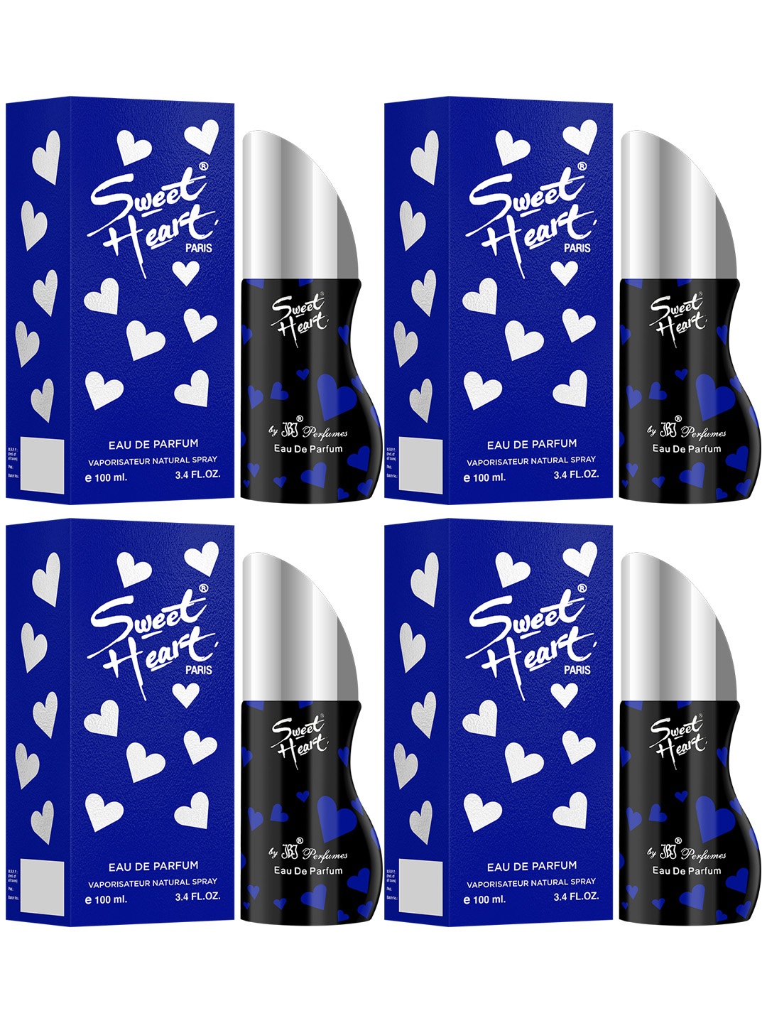 

Sweetheart Pack of 4 Blue Long Lasting Imported Eau De Perfume 100 ml
