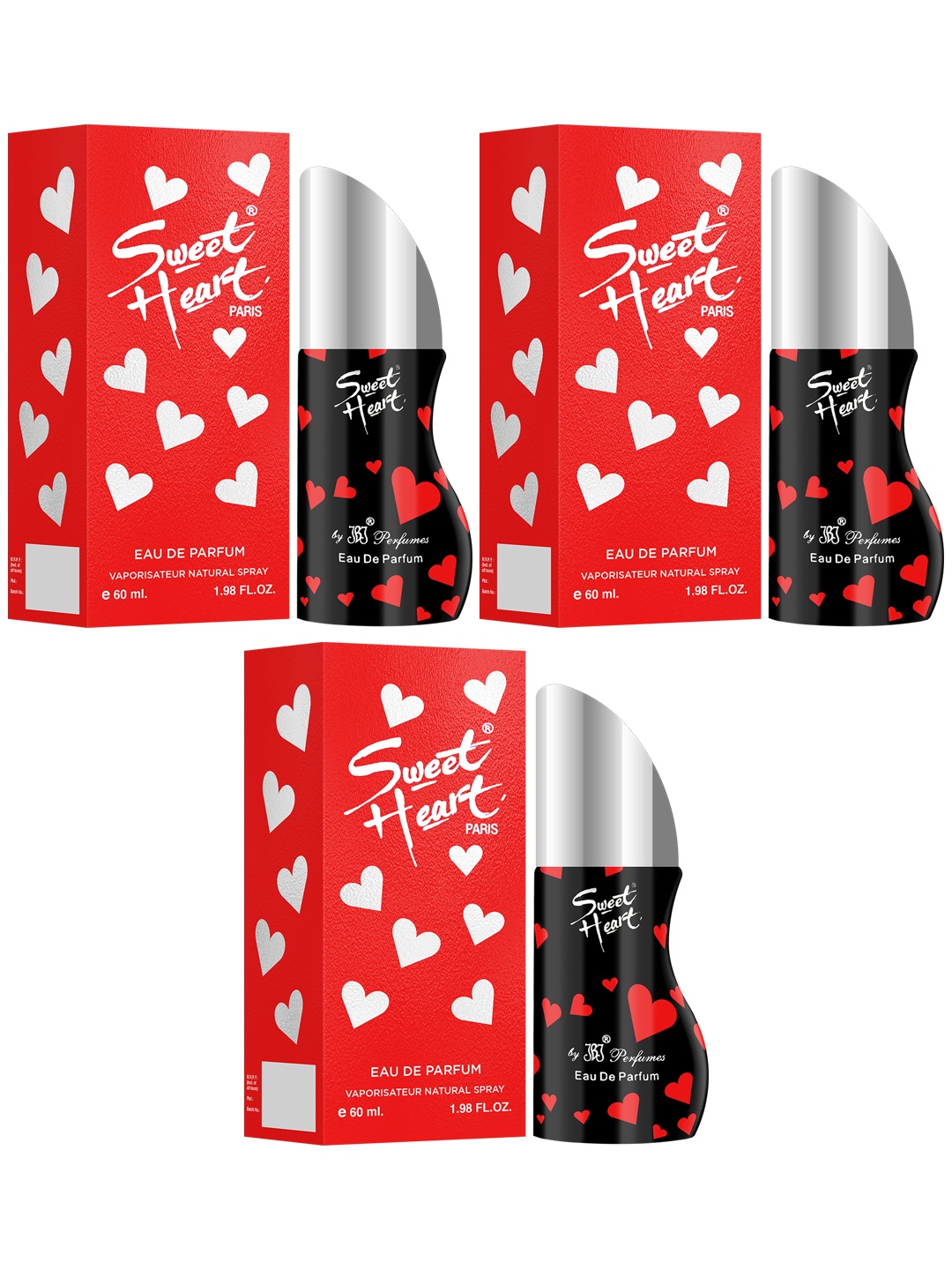 

Sweetheart Pack of 3 Sweet Heart Red Long Lasting Imported Eau De Perfume - 60ml Each