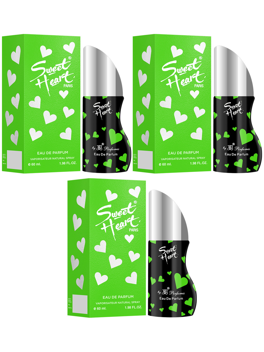 

Sweetheart Unisex Pack of 3 Green Long Lasting Imported Eau De Perfume 60ml