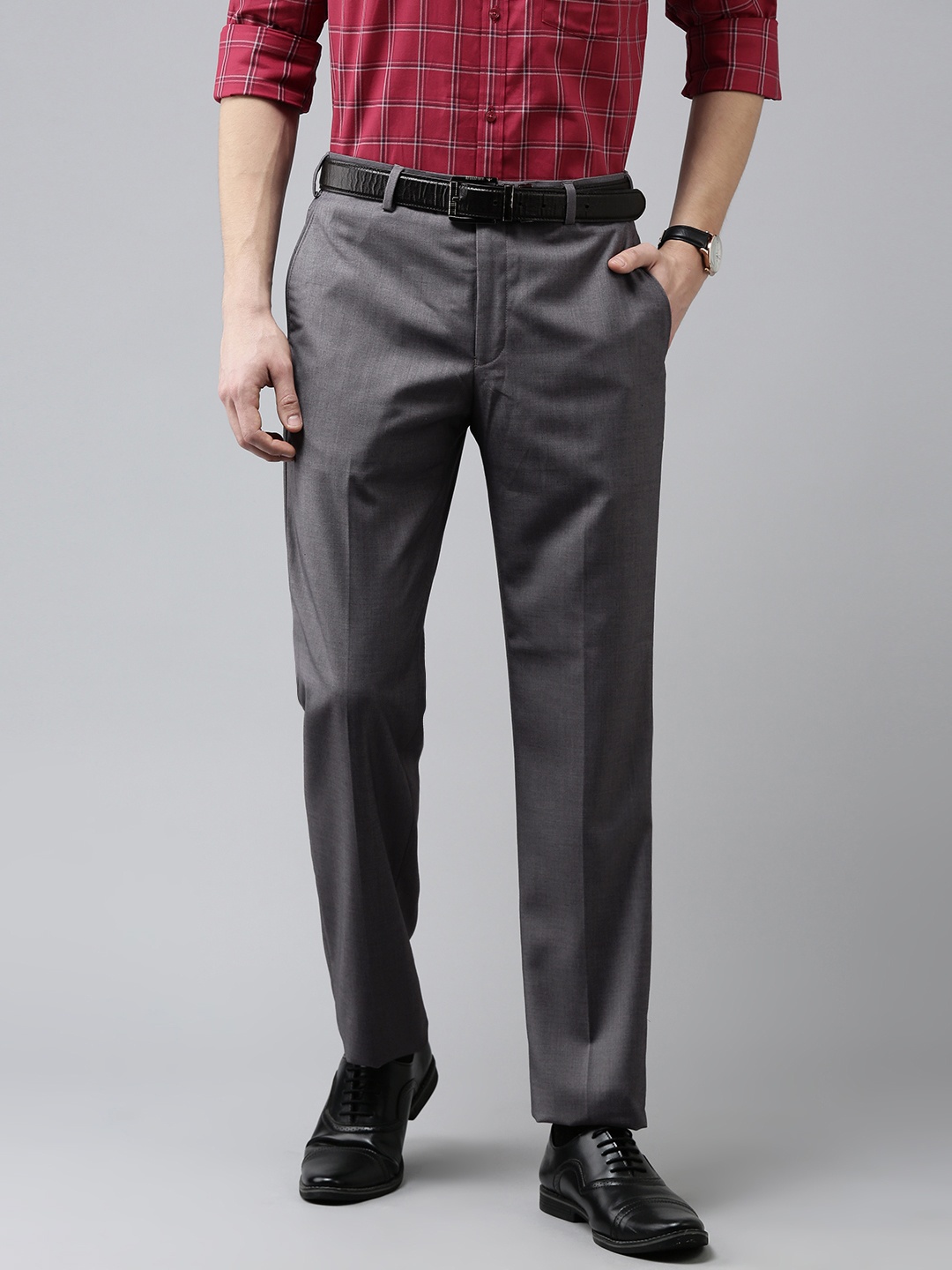 

Park Avenue Men Grey Smart Fit Trousers