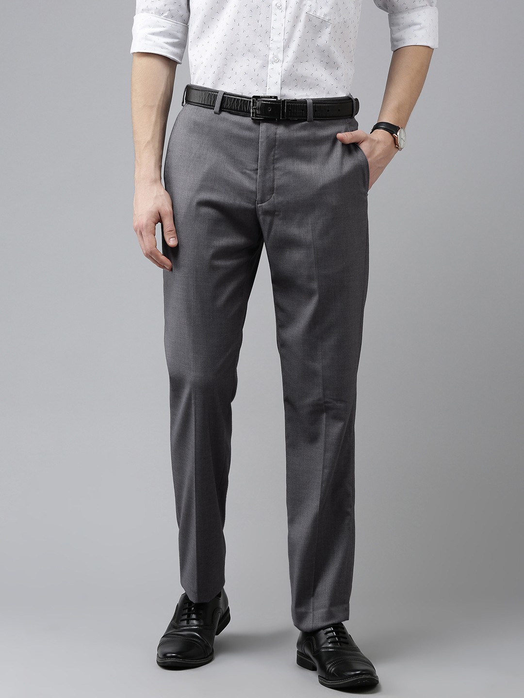 

Park Avenue Men Grey Smart Fit Trousers