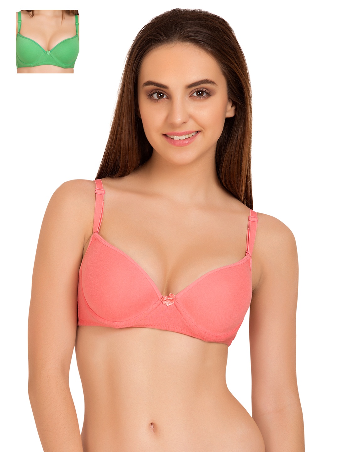 

Tweens Pack of 2 Medium-Coverage Push-Up T-shirt Bras TW-1704, Green